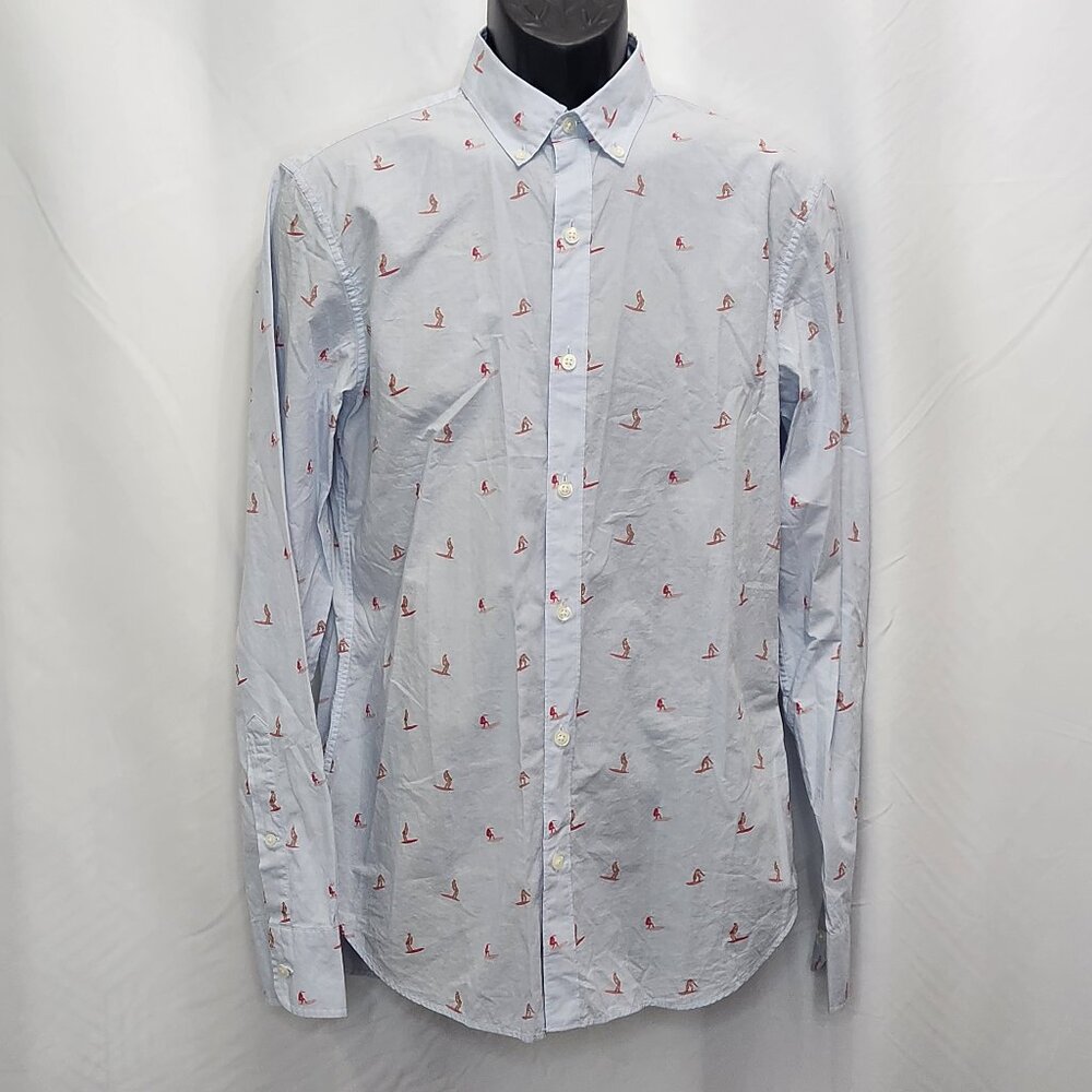 Bonobos Light Blue Button-Down Shirt with Red Surfer Print